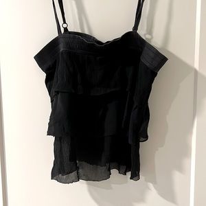 Guess collection ruched top with adjustable straps- Small Black